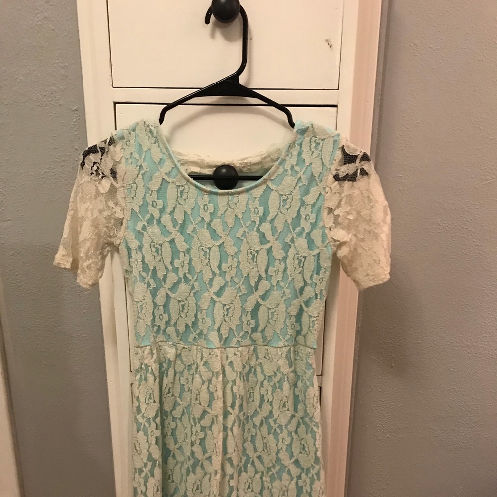 Icy blue lace dress